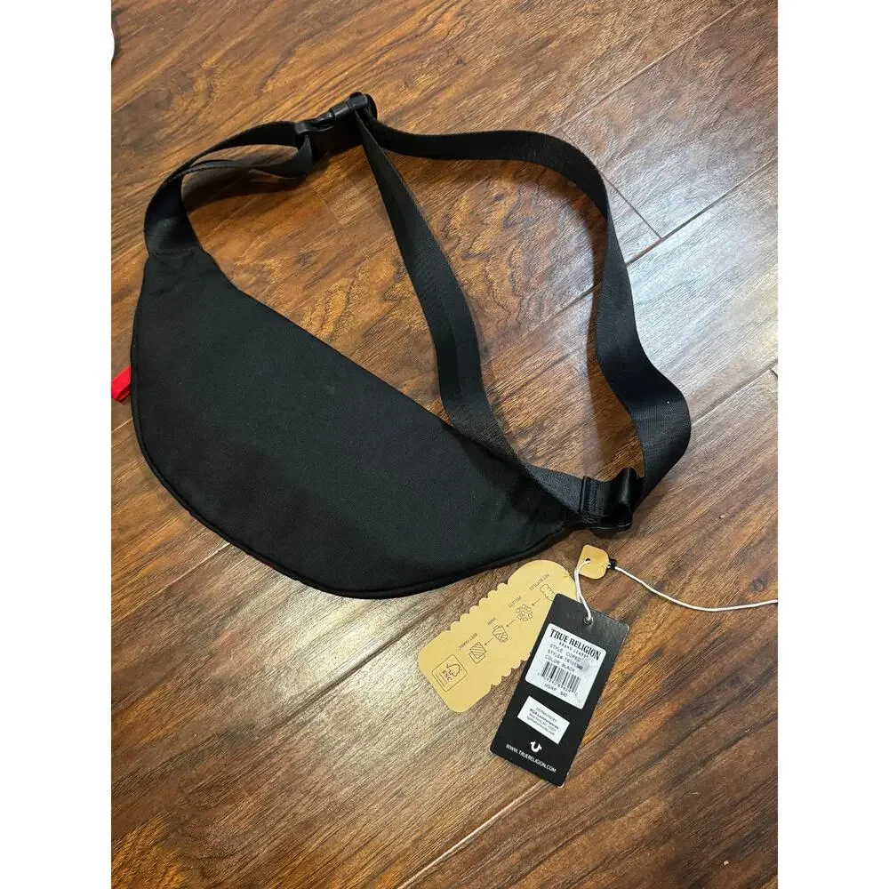 True Religion Fanny Pack Black Red Logo Coped Belted New with tags Unisex